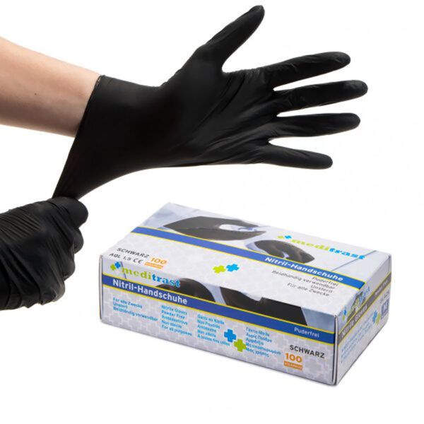 Γάντια Νιτριλίου Μαύρα χωρίς πούδρα Meditrast